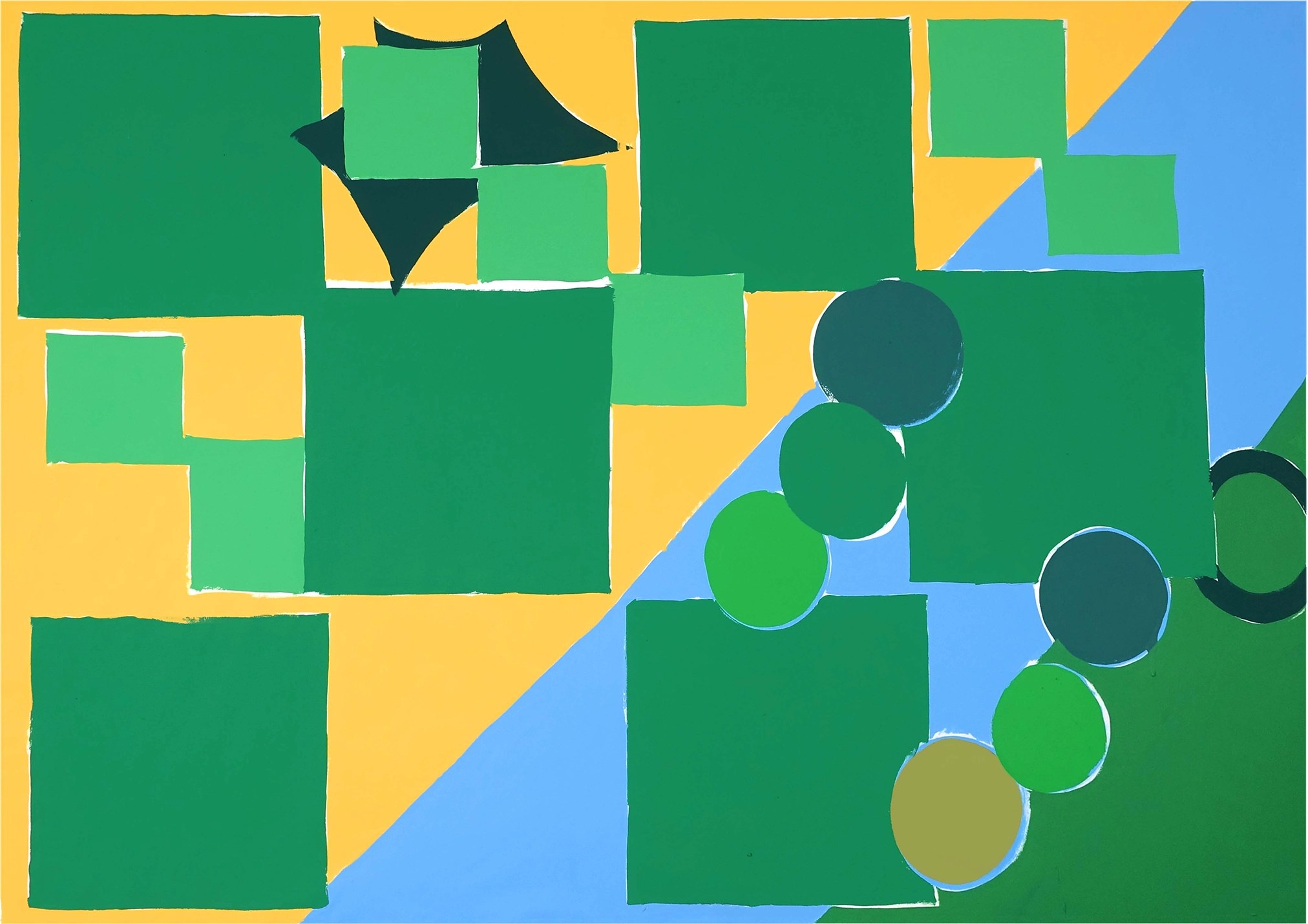 Peinture contemporaine de Maël Le Briand - 2024. carrés jeux